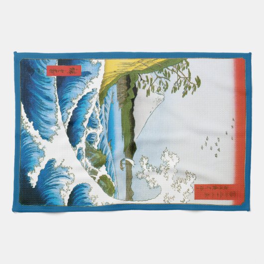 Meer in Satta in der Provinz Suruga durch Ando Hir Geschirrtuch (Horizontal)