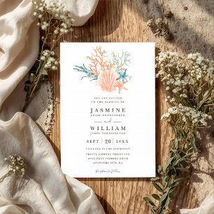 Meer Korallenriff Ozean Elegant QR-Code Hochzeit Einladung