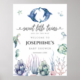 Meer Leben Zwillinge Baby Shower Willkommen Poster