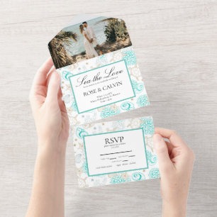Meer Liebe Strand Nautische Hochzeit All In One Einladung
