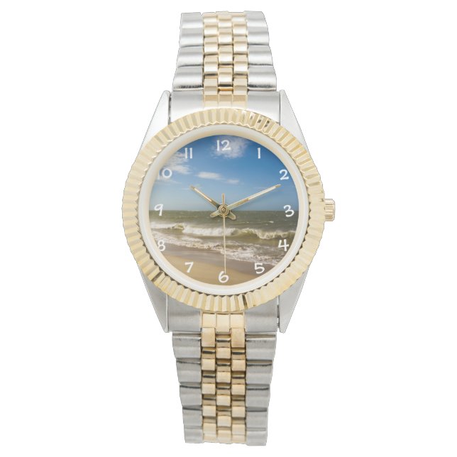 Meer mit blauem Himmel - Armbanduhr (Vorderseite)