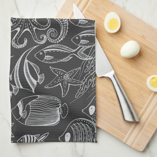 Meer-Muster Küchentuch (Viertel Falte)