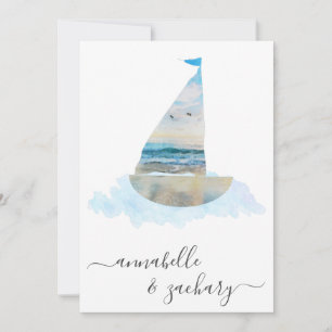 *~* Meer Ozean BOOT RSVP + QR Strand AR7 Hochzeit Einladung