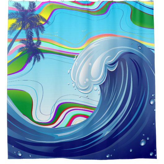 Meer Ozean große Wellenwasser Duschvorhang (Vorderseite)