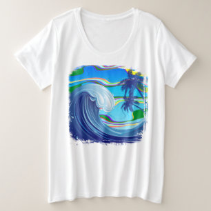 Meer Ozean große Wellenwasser Größe T-Shirt