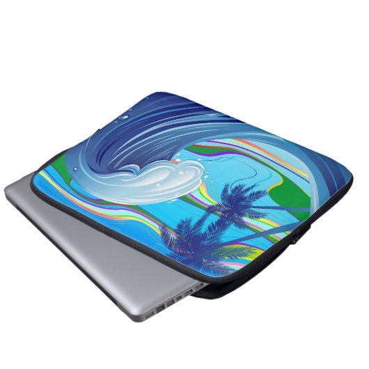 Meer Ozean große Wellenwasser Laptopschutzhülle (Vorne Knopf)