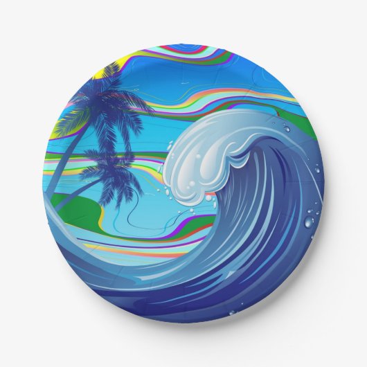 Meer Ozean große Wellenwasser Pappteller (Vorderseite)