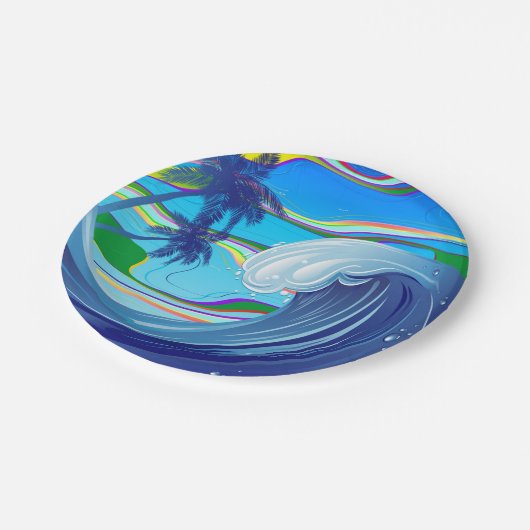 Meer Ozean große Wellenwasser Pappteller (Schrägansicht)