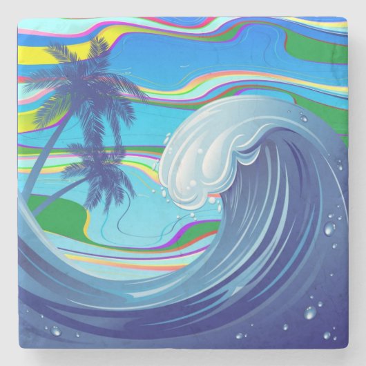 Meer Ozean große Wellenwasser Steinuntersetzer (Vorderseite)