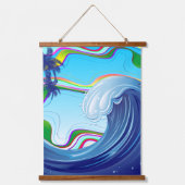 Meer Ozean große Wellenwasser Wandteppich Mit Holzrahmen (Vorderseite)
