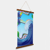 Meer Ozean große Wellenwasser Wandteppich Mit Holzrahmen (Gewinkelt)