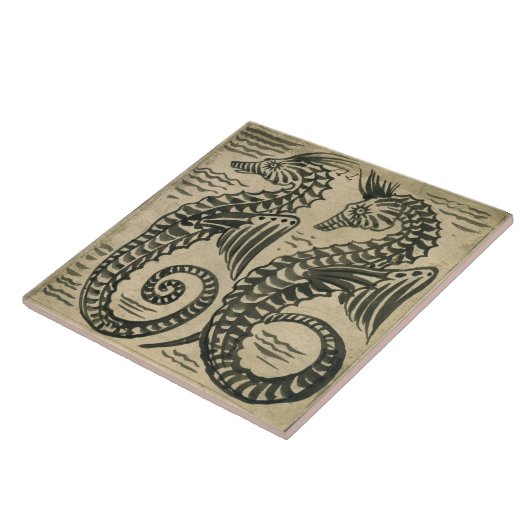 Meer-Pferd (w/c auf Papier) Fliese (Seite)