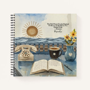 Meer Sonnenaufgang Kaffee Emerson Zitat Vintage Jo Notizblock