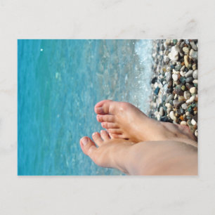 Meer Strand Entspannung Frau Füße Sommertourismus Postkarte