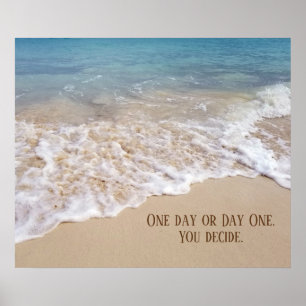 Meer Strand mit inspirierendem Zitat Poster