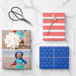 Meer und Grüße Costal Blue Coral Foto Geschenkpapier Set