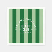 Meer und Grüße Der Beach Club Grüner Streifen Serviette (Vorderseite)