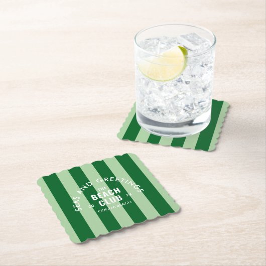 Meer und Grüße Der Beach Club Grüner Streifen Untersetzer (Vor Ort)
