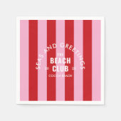 Meer und Grüße Der Beach Club Rosa Streifen Serviette (Vorderseite)