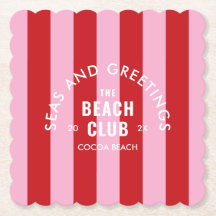 Meer und Grüße Der Beach Club Rosa Streifen