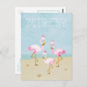 Meer und Grüße Wasserfarbe Rosa Flamingos Postkarte (Vorne/Hinten)