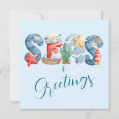 Meer und Grüße Wasserfarben Weihnachten Karte (Vorderseite)