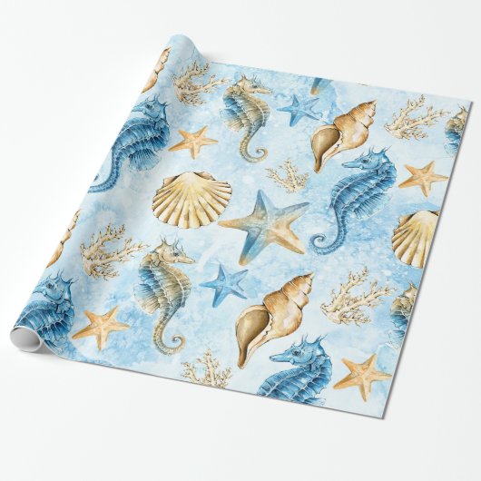 Meer- und Ozeanmuster Geschenkpapier (Ungerollt)