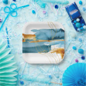 Meer und Sand Moderne Wasserfarbenküste Pappteller (Party)