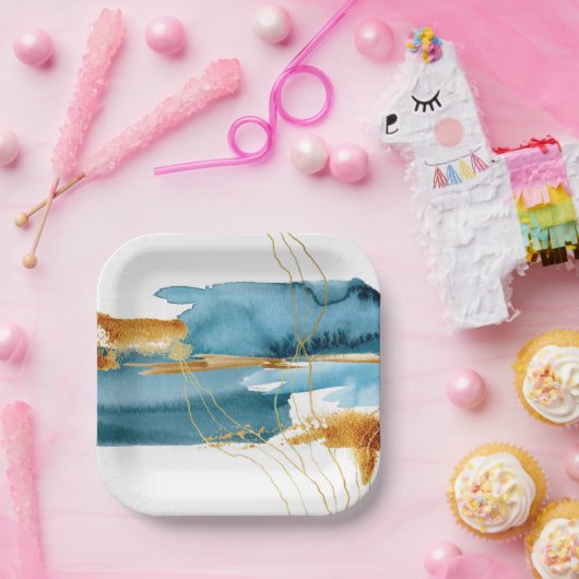 Meer und Sand Moderne Wasserfarbenküste Pappteller (Party)