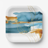 Meer und Sand Moderne Wasserfarbenküste Pappteller (Vorderseite)