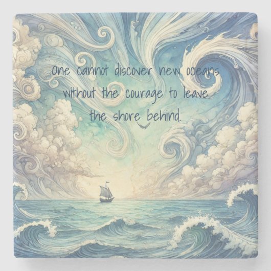 Meer und Zitat Steinuntersetzer (Vorderseite)