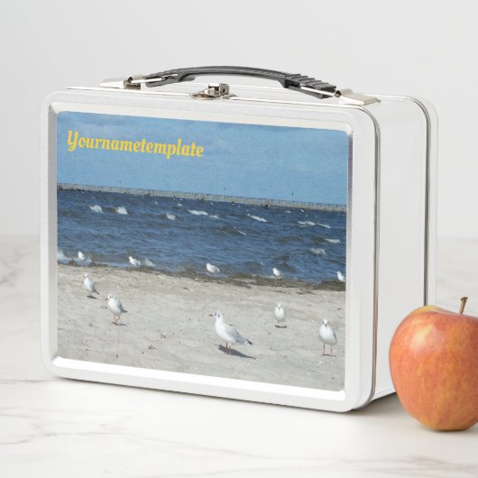 Meer, Wasser, Möwen, Vögel, Reisen, Blau, Himmel, Metall Brotdose (Beispiel)