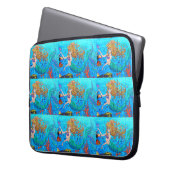 Meeräugchen auf blauem Ärmel Laptopschutzhülle (Vorderseite Links)