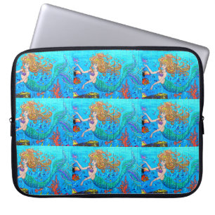 Meeräugchen auf blauem Ärmel Laptopschutzhülle