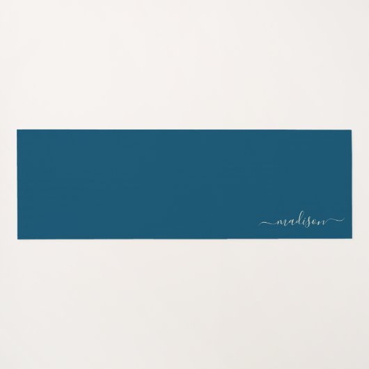 Meerblau | Aquarellfarben Blume Monogramm Yoga Mat Yogamatte (Rückseite (Horizontal))