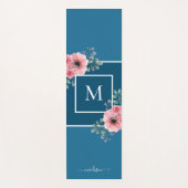 Meerblau | Aquarellfarben Blume Monogramm Yoga Mat Yogamatte (Vorderseite)