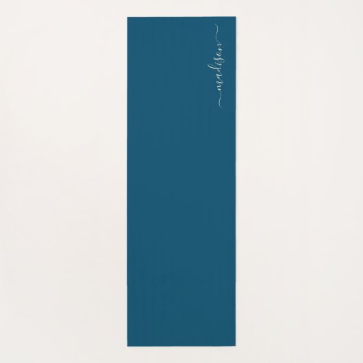 Meerblau | Aquarellfarben Blume Monogramm Yoga Mat Yogamatte (Rückseite)