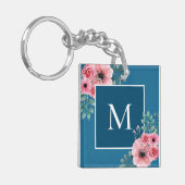Meerblau | Monogramm-Schlüsselring für florales Fo Schlüsselanhänger (Vorderseite links)