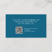 Meerblau | Retro-Skript mit QR-Code Visitenkarte (Rückseite)