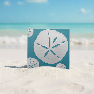 Meerblau- und weiße tropische Strand-Sand-Dollar-A Fliese
