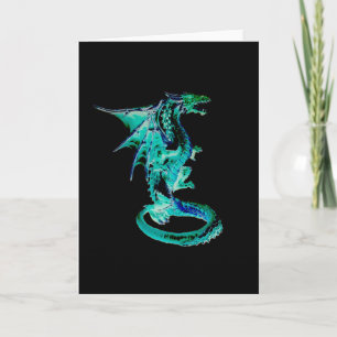 Meerblaue Fantasy-Wasserdrache Karte