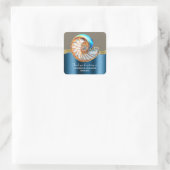 Meerblauer Gold Conch Shell Dankeschön Quadratischer Aufkleber (Tasche)