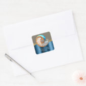 Meerblauer Gold Conch Shell Dankeschön Quadratischer Aufkleber (Umschlag)