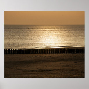Meerblick - am Strand bei Sonnenuntergang Poster