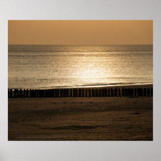 Meerblick - am Strand bei Sonnenuntergang Poster