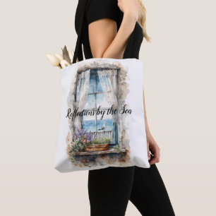 Meerblick aus dem Fenster Aquarell-Küstenlandschaf Tasche