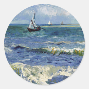 Meerblick bei Saintes Maries - Vincent van Gogh Runder Aufkleber
