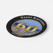 Meerblick-glücklicher 60. Geburtstag mit Namen Pappteller (Schrägansicht)