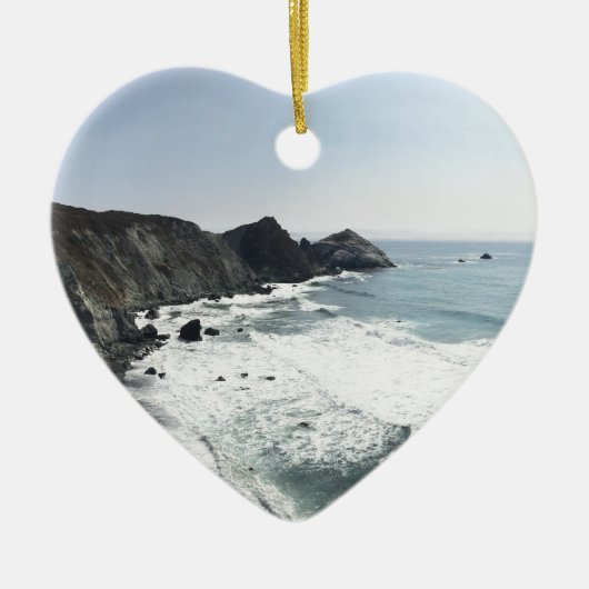 Meerblick-Pazifikküste-Landstraße großes Sur Keramik Ornament (Vorne)