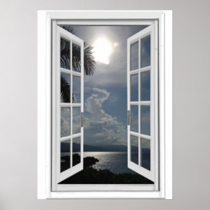 Meerblick Trompe l'oeil Falsches Fenster Poster